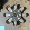 Winchester Heritage 8 Seat Round Rattan Fire Pit Dining Set with Lazy Susan