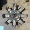 Winchester Venice 8 Seat Round Rattan Fire Pit Dining Set with Lazy Susan