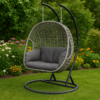 Ascot Rattan Hanging Double Chair with Weatherproof Cushions